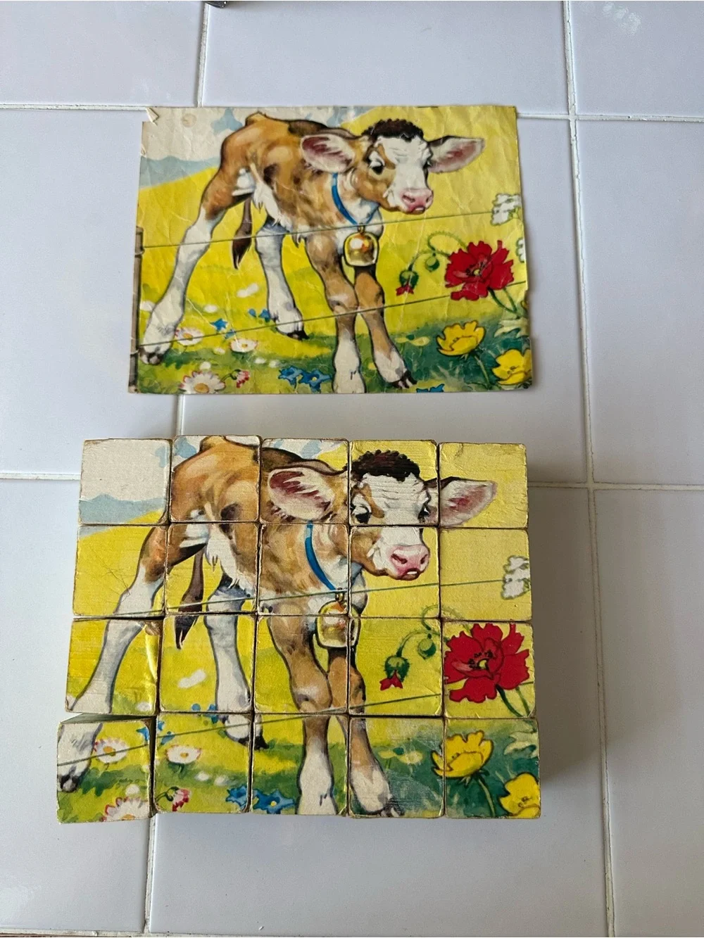 Vintage Kubus WF West German Animal Picture Cube Puzzle